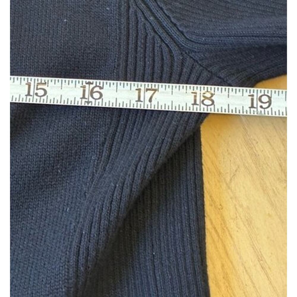 VTG Ralph Lauren Black Cable Knit Cardigan Gold Crest Full Zip Sweater Mock Med - Picture 8 of 16